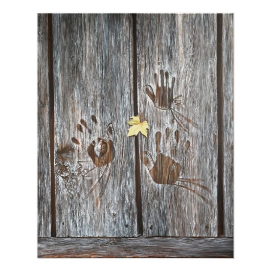 Handdrucke Vögel auf Holzkarten mit Herbstleaf Poster (Vorderseite)