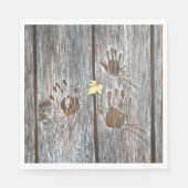 Handdrucke Vögel auf Holzkarten mit Herbstleaf Serviette (Vorderseite)