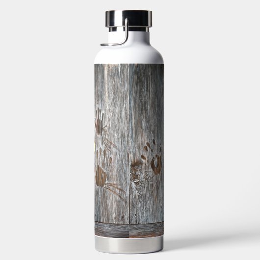 Handdrucke Vögel auf Holzkarten mit Herbstleaf Trinkflasche (Rechts)