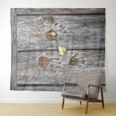Handdrucke Vögel auf Holzkarten mit Herbstleaf Wandteppich (Beispiel (Horizontal))