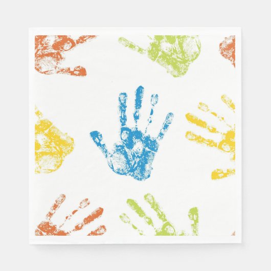 Handdrucke von Kindern in Farbe Serviette (Vorderseite)