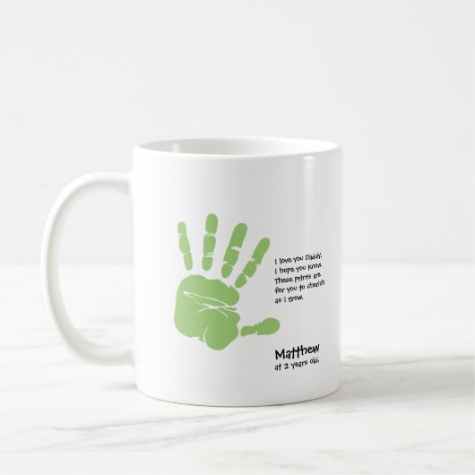 Handdruckgeschenk des personalisierten Vaters Kaffeetasse (Links)