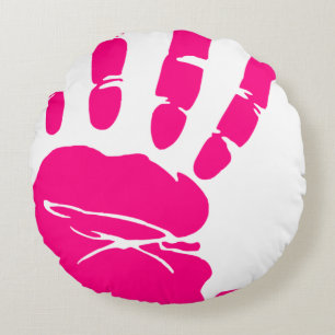 Handdruckpink-Malerpalme Rundes Kissen