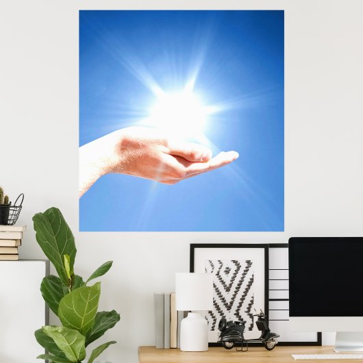 Hände auf blauem Hintergrund, Reiki, Chakra Poster (Heimbüro)