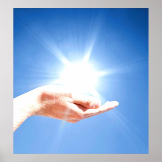 Hände auf blauem Hintergrund, Reiki, Chakra Poster (Vorne)