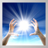 Hände auf blauem Hintergrund, Reiki, Chakra Poster (Vorne)