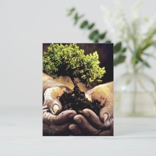 Hände auf der Erde Postkarte (Stehend Vorderseite)