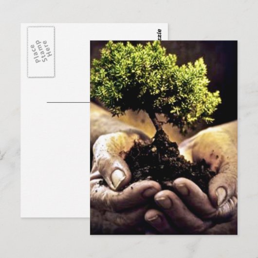 Hände auf der Erde Postkarte (Vorne/Hinten)