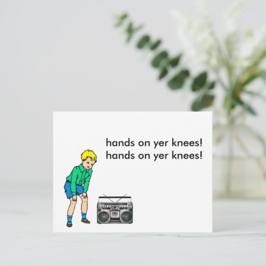 Hände auf die Knie! Postkarte (Stehend Vorderseite)