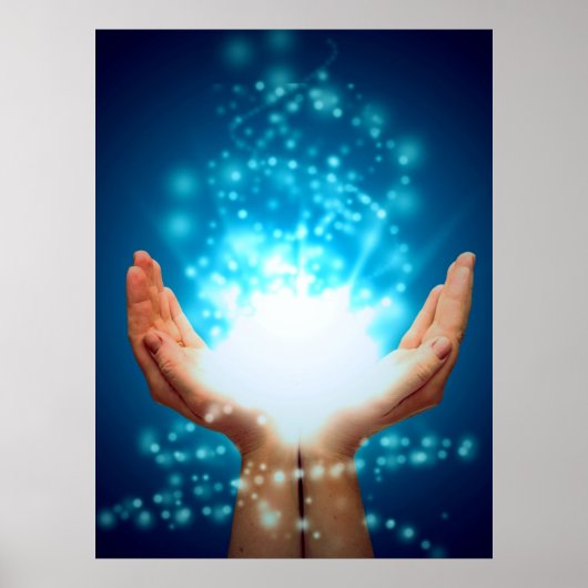 Hände auf grünem Hintergrund, Reiki, Chakra Poster (Vorne)