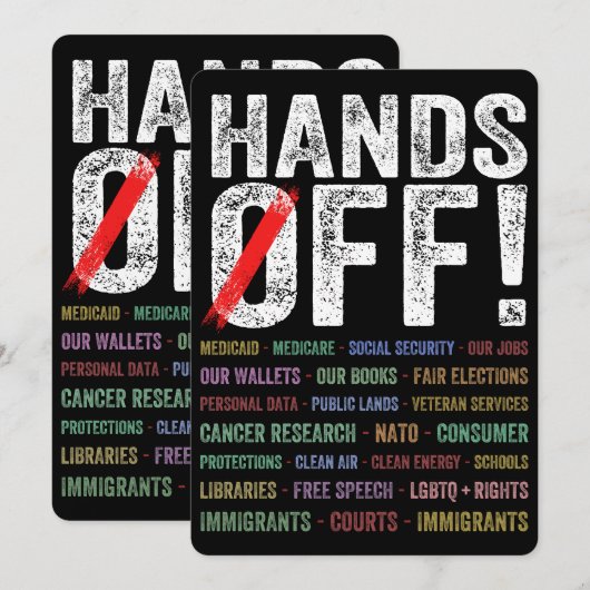 Hände aus Protest Einladung (Vorne/Hinten)