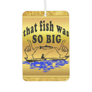 Hände auseinander zeigen einen Fisch und ein Boot  Autolufterfrischer