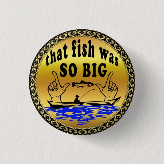 Hände auseinander zeigen einen Fisch und ein Boot  Button (Vorderseite)