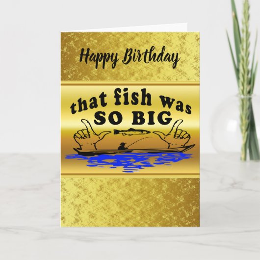 Hände auseinander zeigen einen Fisch und ein Boot Karte (Vorderseite)