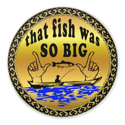 Hände auseinander zeigen einen Fisch und ein Boot Keramikknauf (Vorderseite)