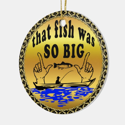 Hände auseinander zeigen einen Fisch und ein Boot  Keramikornament (Links)