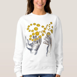 Hände ausgestreckt mit Golden Globes Sweatshirt