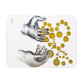 Hände ausgestreckt mit goldenen Kugeln Magnet (Horizontal)
