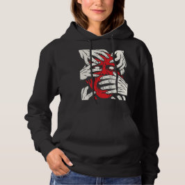 Hände bedecken Gesicht Horror Roter Dämon Kunst Hoodie