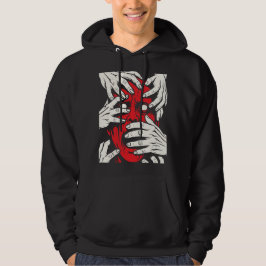 Hände bedecken Gesicht Horror Roter Dämon Kunst Hoodie