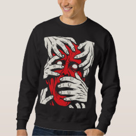 Hände bedecken Gesicht Horror Roter Dämon Kunst Sweatshirt