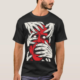 Hände bedecken Gesicht Horror Roter Dämon Kunst T-Shirt