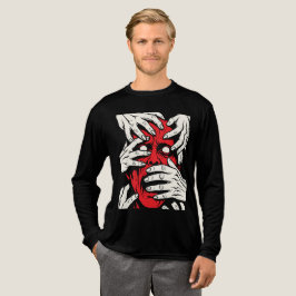Hände bedecken Gesicht Horror Roter Dämon Kunst Tri-Blend Shirt