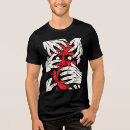 Hände bedecken Gesicht Horror Roter Dämon Kunst Tri-Blend Shirt