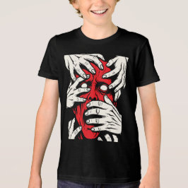 Hände bedecken Gesicht Horror Roter Dämon Kunst Tri-Blend Shirt