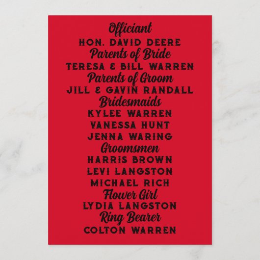 Hände bei Hochzeit in der Ehe Programm (Rückseite)