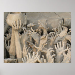 Hände bei Wat Rong Khun Poster