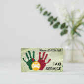 Hände beim Anrufen von Taxi-Service-Aktie Visitenkarte (Stehend Vorderseite)