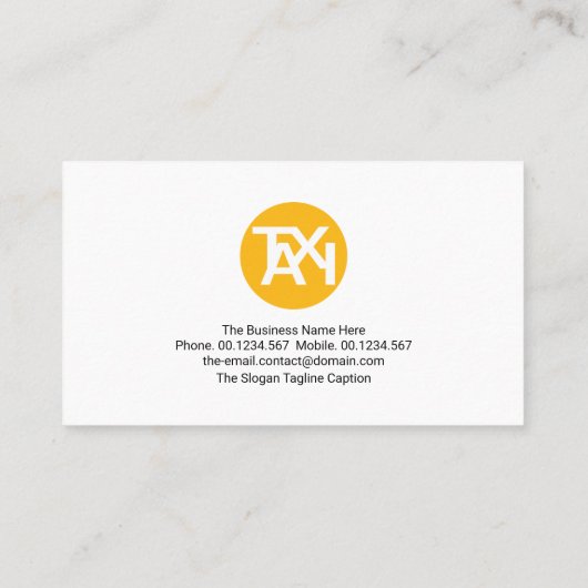 Hände beim Anrufen von Taxi-Service-Aktie Visitenkarte (Rückseite)