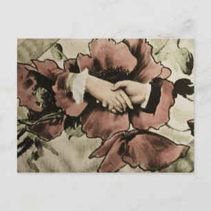 Hände berühren Hände Vintage-Magie-Laternen-Dia Postkarte