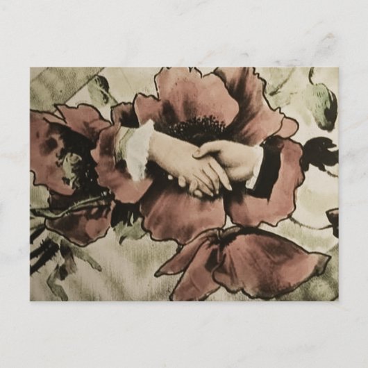 Hände Berühren Vintage Zauberlängen-Schiebeschleif Postkarte (Vorderseite)