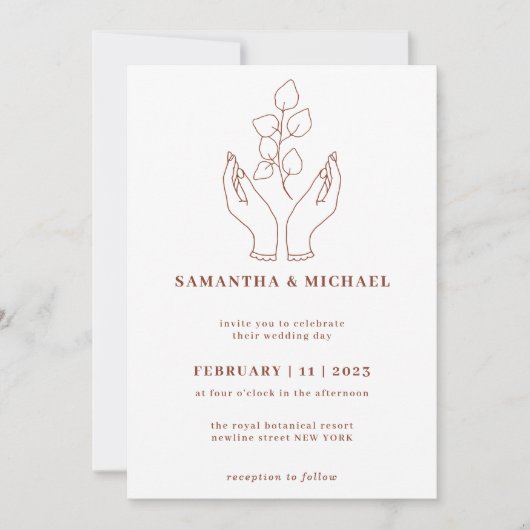 Hände Blume beten Einladung (Vorderseite)