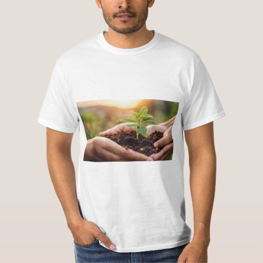 "Hände der Hoffnung: Natur nähren" T-Shirt (Vorderseite)