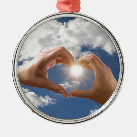 Hände der Liebe Silbernes Ornament (Vorne)