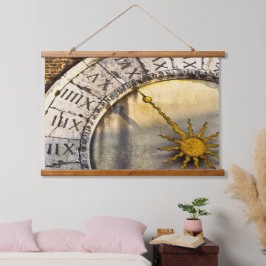 HÄNDE DER ZEIT Holz Topped Wall Tapestry Wandteppich Mit Holzrahmen