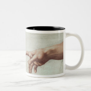 Hände des Gottes und des Adams Zweifarbige Tasse