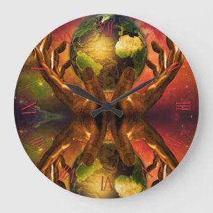 Hände des Schöpfers Große Wanduhr