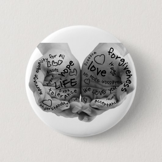 Hände des Stütznur Knopfes Button (Vorderseite)