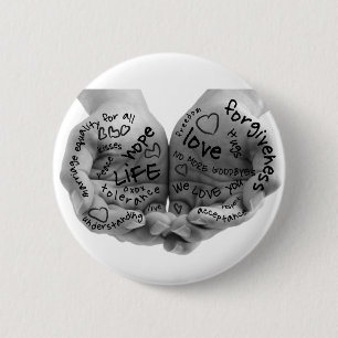 Hände des Stütznur Knopfes Button