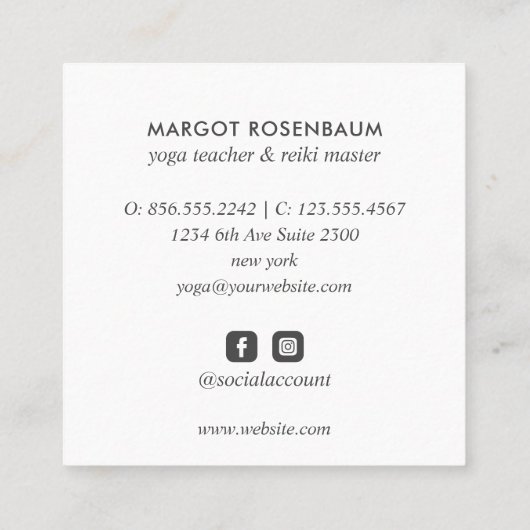 Hände Dritter EYE Moon Moth Yoga Spiritueller Coac Quadratische Visitenkarte (Rückseite)