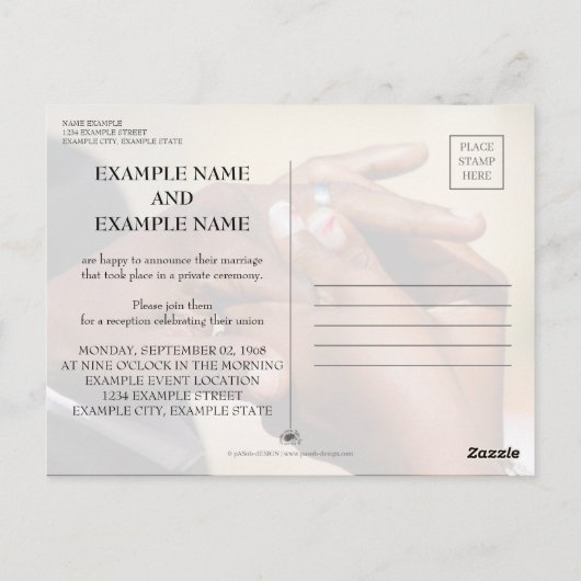 Hände eines Hochzeitsknechtchens Button a Postkarte (Rückseite)