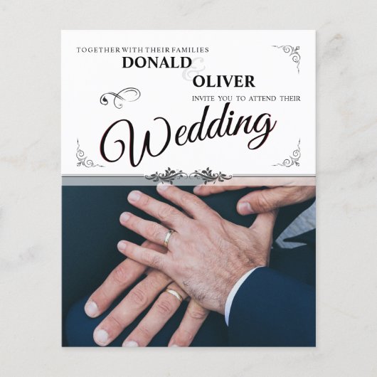 Hände eines homosexuellen Ehepaares mit Rings (Vorderseite)