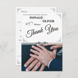 Hände eines homosexuellen Ehepaares mit Rings Begleitkarte