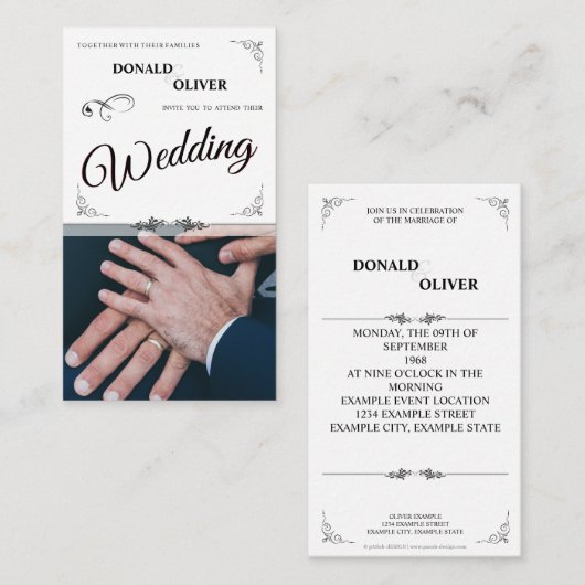 Hände eines homosexuellen Ehepaares mit Rings Begleitkarte (Vorne/Hinten)