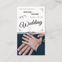 Hände eines homosexuellen Ehepaares mit Rings Begleitkarte