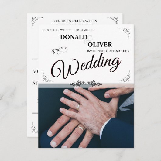 Hände eines homosexuellen Ehepaares mit Rings Begleitkarte (Vorne/Hinten)